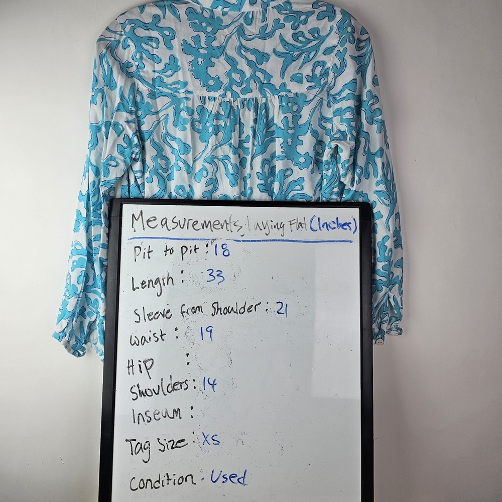 Barbara Gerwit Tunic Blue White Top Beach Coral Womens Size XS Shirt LS Nautical - Picture 4 of 11